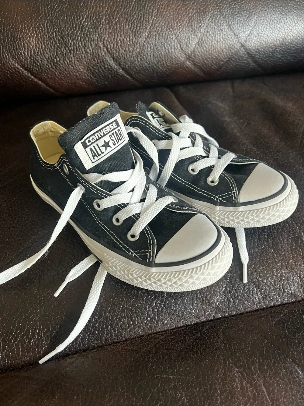Converse Kids Black and White Low-Top Canvas Sneakers